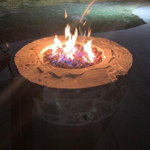 a stone fire pit