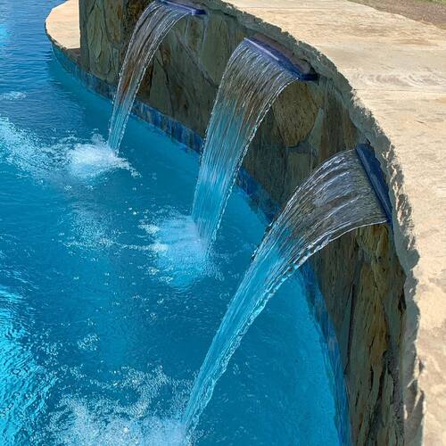 waterfall features in a swimming pool